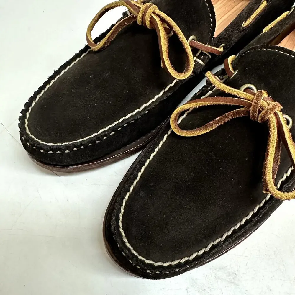 EUC RARE Rancourt & Co. Dark Brown Suede Moc Loafer Handsewn Made in USA 10